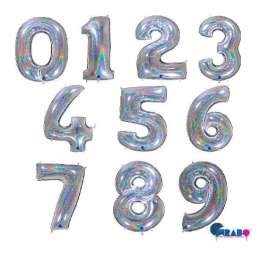 Cifre Grabo Holografic Glitter Silver 40 in