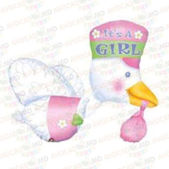 Заказать Шарики с гелием Bundle of Joy Stork - It's a Girl 58x81cm шарики с гелием bundle of joy stork - it's a girl 58x81cm