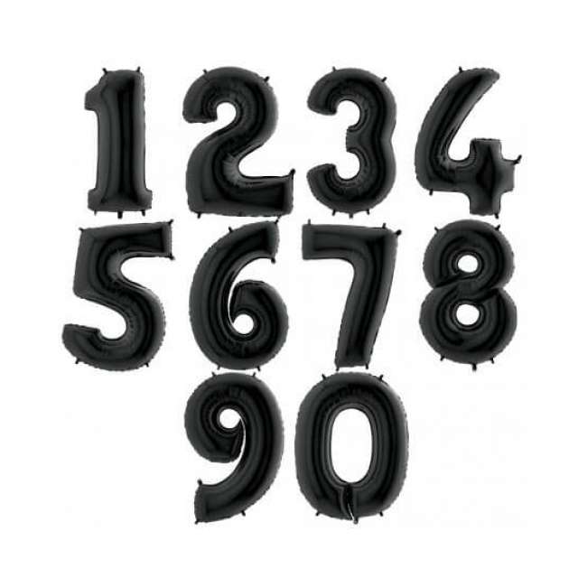 Шары Цифры от 0 до 9 black 40 in 102 cm