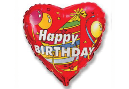 Сердце Happy Birthday с колпачком 18 in 45 cm
