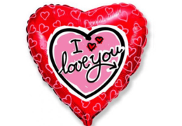 Сердце I Love You Красное с розовым с сердечками 