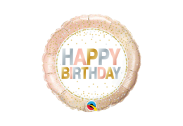 Круг Happy Birthday Розовое золото с конфетти​ ​18 in 46 cm