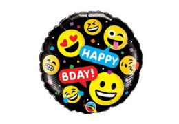 Круг Happy Birthday со смайлами​ ​18 in 46 cm