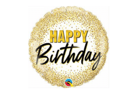 Круг Happy Birthday c золотыми конфетти ​18 in 46 cm