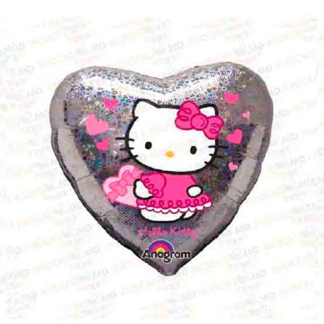 baloane heart silver hello kitty 18'' 