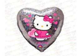 baloane heart silver hello kitty 18'' 