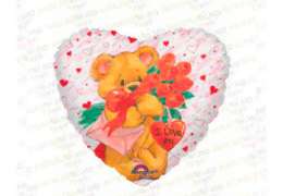 baloane heart i love you with bear and flowers 18'' 