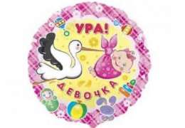 Шарики Ура Девочка! 18''